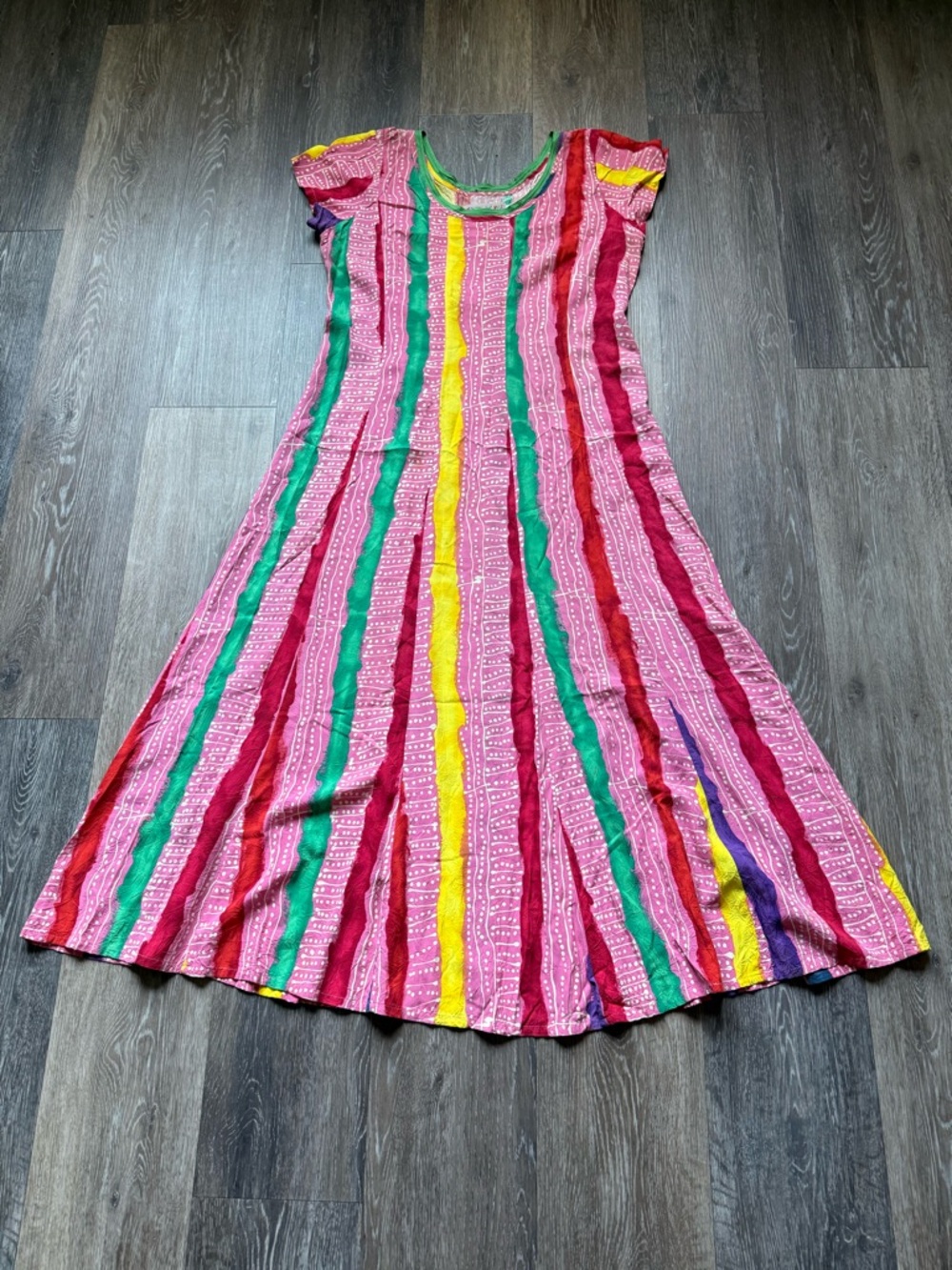 Jams World Vintage Bright Floral Maxi Dress Size Large 90s